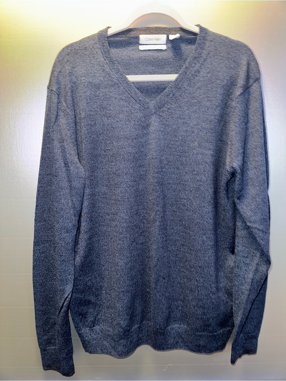 Calvin Klein Men's V-Neck Sweater in Slate Blue
